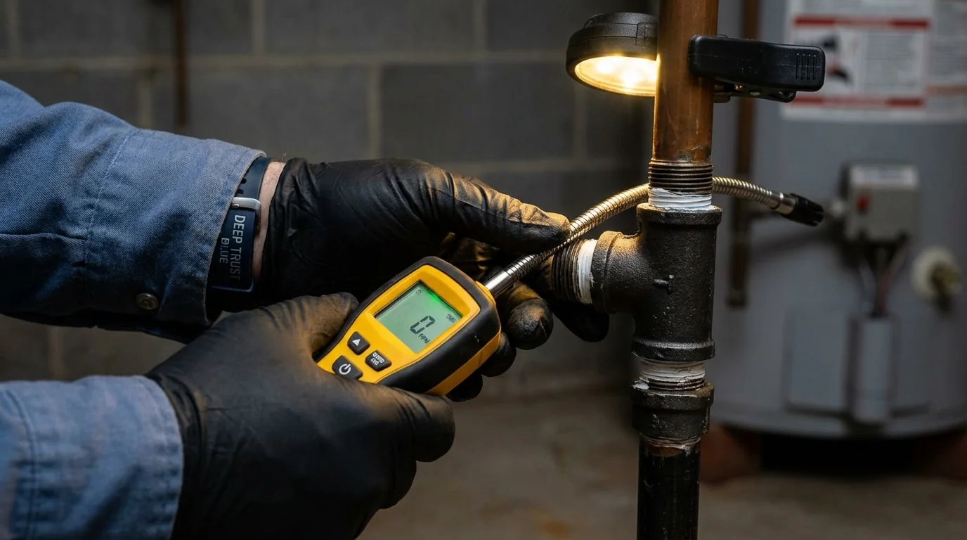 Gas leak detection with electronic sniffer by Johns Plumbing LLC in Harrington Park